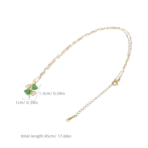 Green Clover Pendant Necklace Titanium Steel Women Jewellery