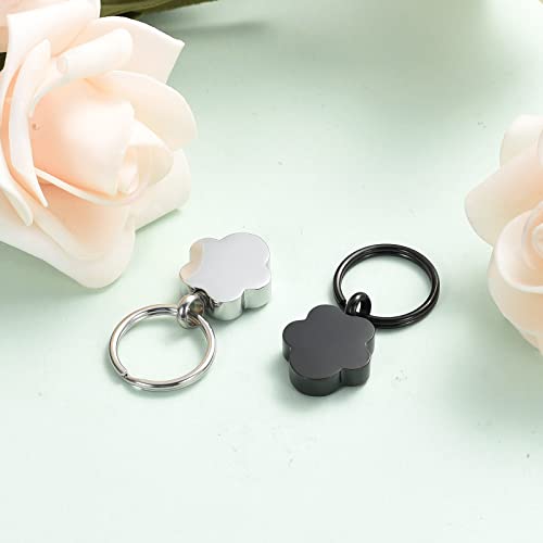 shajwo Paw Print Urn Keychain for Dog Cat 2pcs Silver/Black
