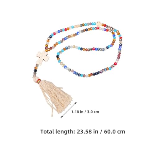 2pcs Bohemian Crystal Cross Pendant Necklace with Turquoise Tassel