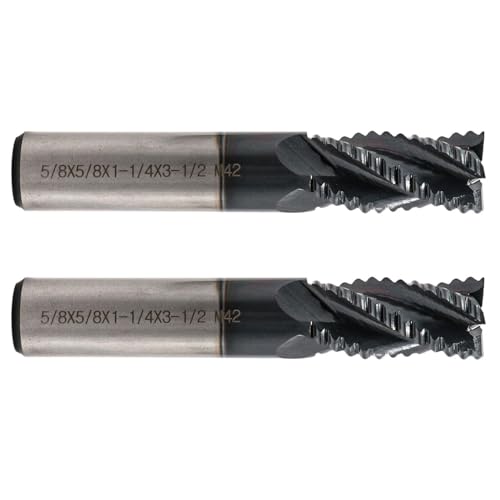 SEFHLI 4-flute M42 cobalt HSS roughing end mill set, 5/8-inch, AlTiN coated, 2 pieces