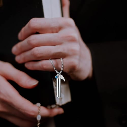 10 Pieces Urn Necklace for Ashes, 10 Pieces Urn Necklace, Stainless Steel Cremation Jewelry for Women Men, Cylinder Memorial Necklaces Keepsake Pendant with Funnel(Silver)