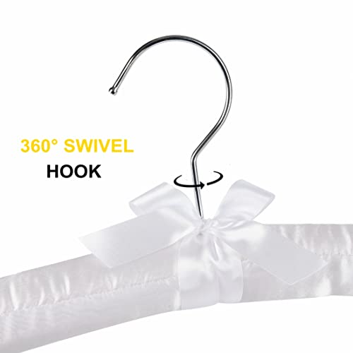 Amber Home 10 Pack Large White Satin Padded Hangers for Women Clothing 17"