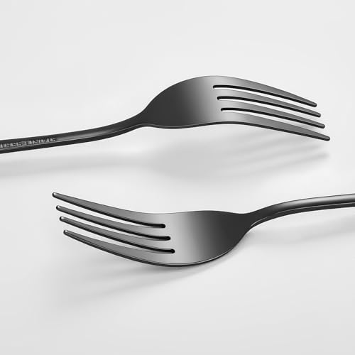 Black forks Food-Grade stainless steel dinner forks 24pcs Dishwasher Safe kitchen forks metal 8inch silverware (8inch dinner forks set (24 Piece)) 8inch dinner forks set (24 Piece)