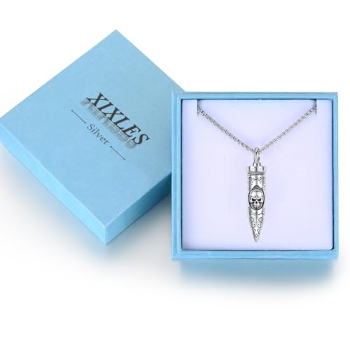 Silver/14K Gold Plated Urn Cremation Pendant Necklace with Gift Box 40A-Bullet Urn-Silver