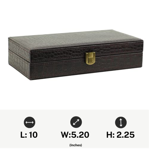 Decorebay vegan crocodile leather cufflink and jewelry storage box with ring organizer, stylish and functional jewelry box.