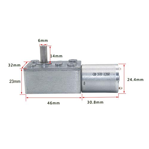 JZK DC 12V Reversible Electric Motor with Reduction of Turbo Worm Gearbox with High Torque and Strong Self-Locking Encoder (62RPM)
