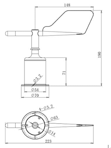 [Australia - AusPower] - CALT YGC-FX Wind Direction Transmitter, Climate, Weather, Environmental Monitoring Sensor (0-5V output, 5v DC supply) 0-5V output 