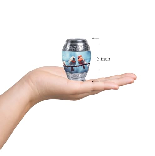 Cardinal Spring Meeting - Mini Urns for Ashes - Small Urns for Mom & Dad - Little for Male & Female - Decorative Urn - Ashes Keepsake for Burial Urn - 3 Inch - Pack of 2 Keepsake-2 Cardinal Spring Meeting