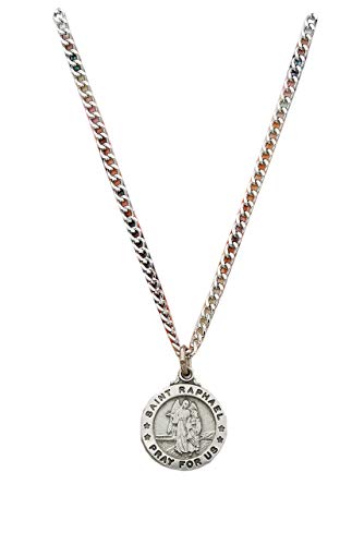 Round St. Raphael the Archangel Medal with Prayer Card