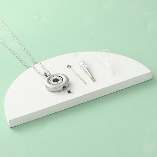 Yinplsmemory Circle of Life Urn Necklace for Ashes With Me Always Cremation Urns Pendant Eternity Memorial Necklaces for Women Mom Silver