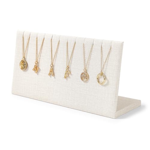Linen Texture PU Leather Necklace Display Stand White