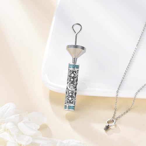 Cat Urn Necklace for Ashes Sterling Silver Turquoise Pet Cremation Memorial Keepsake Jewellery for Ashes for Women