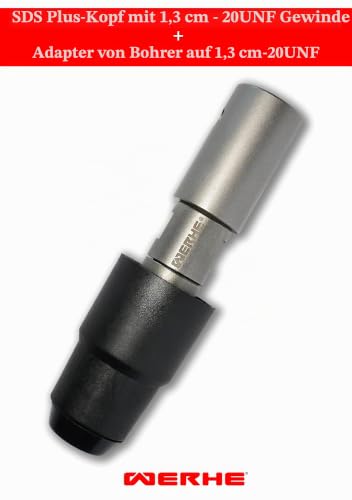 WERHE Auger to 1/2-20UNF Adapter - Heavy Duty Steel for Petrol and Electric Drills - Compatible with External Thread Chuck - Easy to Install | Robust steel, for petrol and electric drills, 6.7 cm long, 20 mm mounting hole, easy installation in seconds...