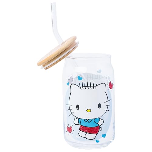 Silver Buffalo Sanrio Hello Kitty Dear Daniel, 2 Pack Glass Tumbler, 16oz Hello Kitty and Dear Daniel (2 Pack)