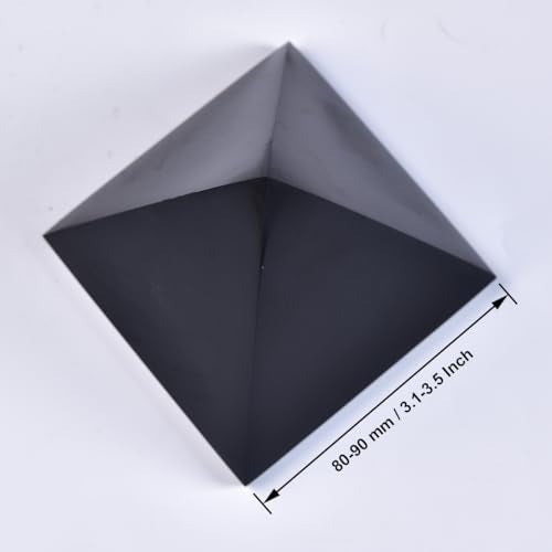 JIC Gem Large Black Obsidian Pyramid Natural Obsidian Stone Crystal Pyramid Reiki Healing Energy Meditation Home Office Desk Decor 80-90 mm / 3.1-3.5 Inch 80-90mm / 3.1-3.5"