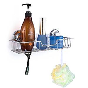 SANNO Suction Cup Shower Caddy Storage Combo Organizer, No Damage Bath Shelf Suction Cup Shower Basket,Rustproof Wire Bathroom Accessories - Rustproof Stainless Steel