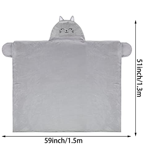 Moyel Cat Wearable Blanket Hoodie Cute Gifts for Women Grey Cat