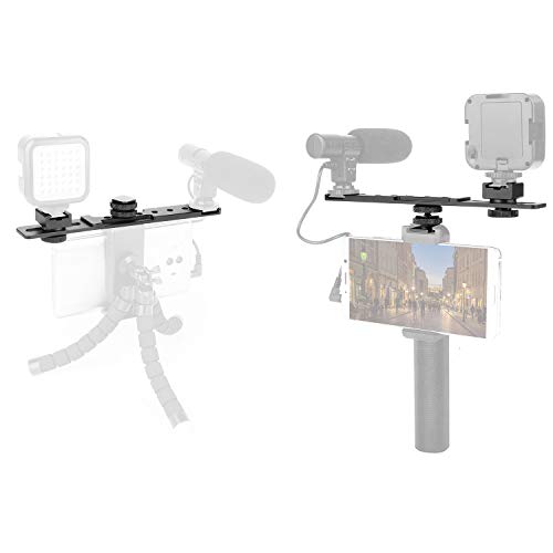 ChromLives 8'' Cold Shoe Extension Bar, Flash Straight Bracket, Camera Dual Mount Flash Bracket Compatible with Nikon Canon Sony Olympus DSLR Camera Camcorder DV Dual camera mount