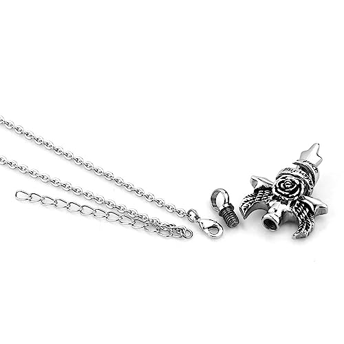 LSxAB In Loving Memory of Mom Dad Grandma Grandpa Cremation Urn Necklaces for Ashes Angel Wing Cross Family Memorial Keepsake Pendant to Hold Ashes Uncle