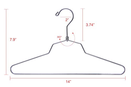Quality Hangers Metal Hangers - Swivel Hook and Stainless Steel - Heavy Duty Wire Clothes Hangers - Available in 10 Pack - Hangers for Teens Petite/Teens - 14" inch