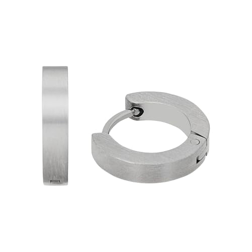 AMOR - AMR-E0131 Men's Stainless Steel Earrings - Silver - Cross Hoop Earrings