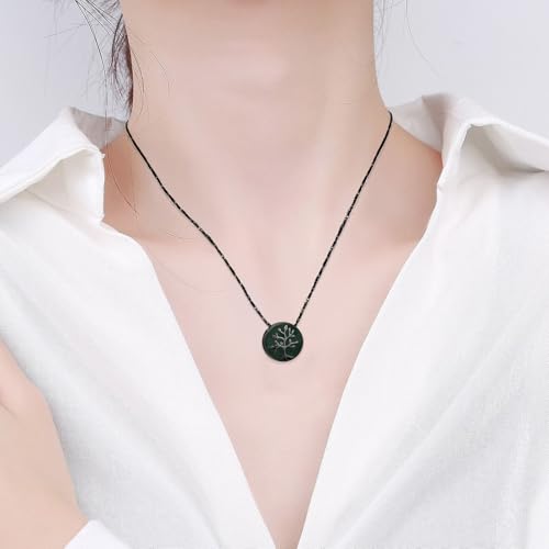 Imrsanl Tree of Life Round Pendant Urn Necklace for Ashes Black