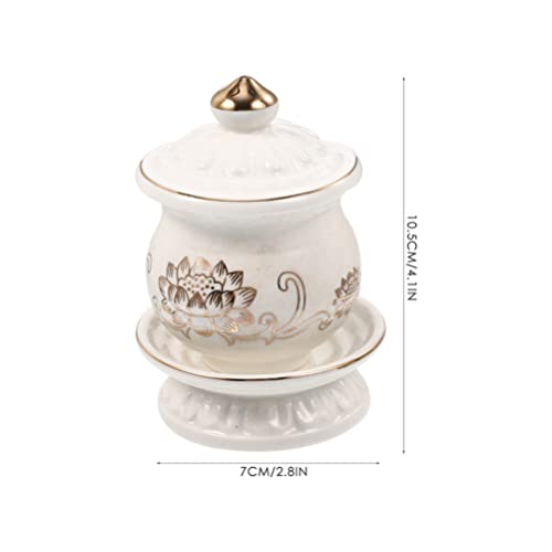 HOMSFOU 2 pack Buddhist Water Offering Cup Porcelain Temple Cup with Lotus Flower Design Buddhist Altar Teacup for Worship Rituals Home Decor 4.13 X 2.75 X 2.75 in