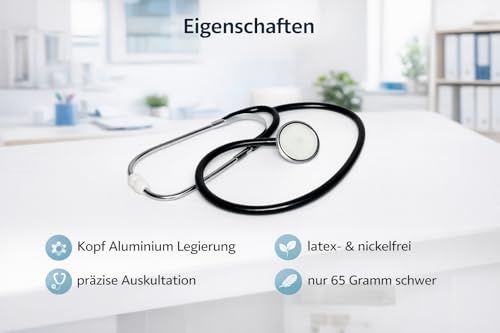 Flat Head Nurses Stethoscope - Stethoscope Doctor, Stethoscope, Stethoscope, Stethoscope Medicine for Care, Practice, Emergency Service & Training Flachkopf black 1