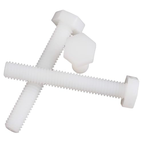 happinesspark M8x60 hexagonal head nylon screws, nuts and washers assortment set, white PA66 fastener kit