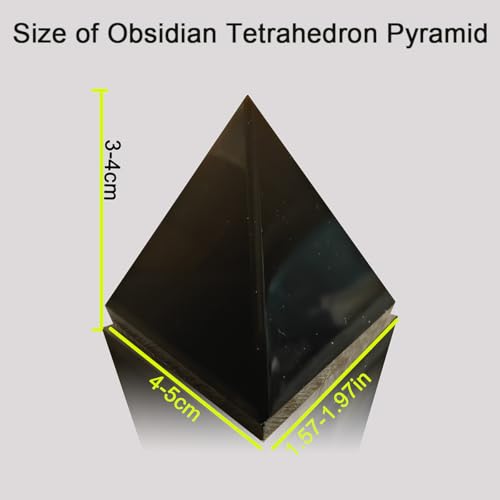 Obsidian Pyramid Black Obsidian Crystal 1.57~2.3 Inch Natural Polished Crystal Tetrahedron for Healing Protection Meditation Reiki Energy Grid Stone Home Office Desk Decor. Gemstone Crystals