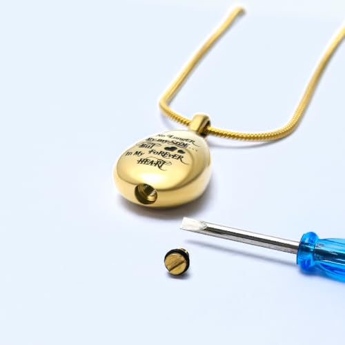 Teardrop Urn Necklace Memorial Cremation Jewellery for Ashes Keepsake Pendant Necklace for Women Men Pet with Funnel Filler Kit Memorial Gifts Gold
