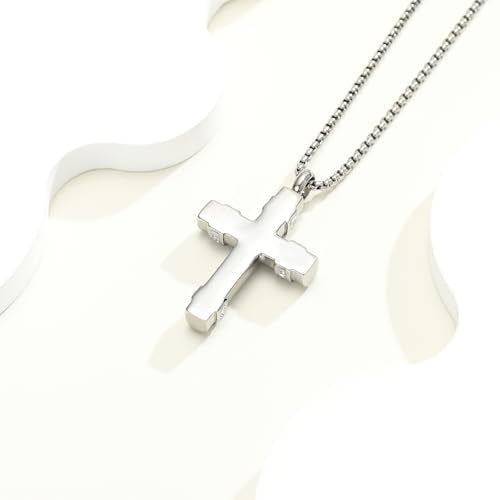 Cross Urn Necklaces for Ashes for Women Men Crystal Cross Cremation Jewelry Memorial Locket Pendant Necklace Keepsake Cross Urn Pendant for Ashes Holder Jewellery Silver