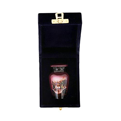 HLC Butterfly Purple Finish Small Keepsake Urn - 3 cu.in Capacity with Velvet Box Bag
