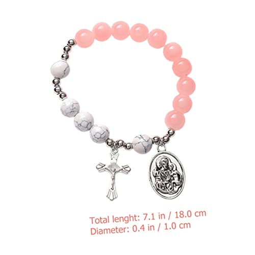 BESTYASH Cross Beaded Bracelet Delicate Cross Pendant Rosary Bracelet for Women for Special Occasions Like Birthdays Mother Day and Christmas