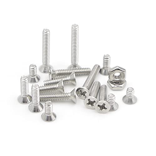 MCMASKE #6-32 UNC 304 stainless steel Phillips flat head machine screws and nuts assortment kit, 240 pieces