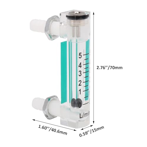 Acylic Flowmeter LZQ-1 Air Flow Rate Gauge 0-5LPM with Control Valve Pack of 2