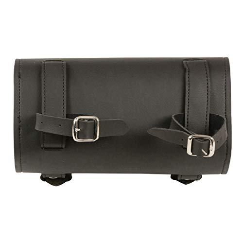 Milwaukee Leather SH49703 black large double buckle PVC tool bag with quick-release buckles