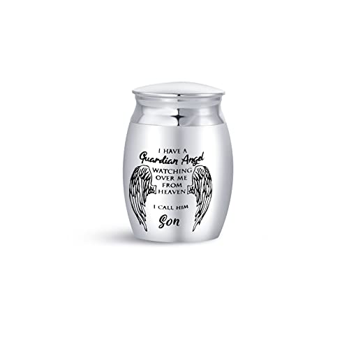 Son Small Cremation Urn for Human Ashes Holder Guardian Angel Mother Father Daddy Memorial Keepsake Holder 10ml Stainless Steel Funeral