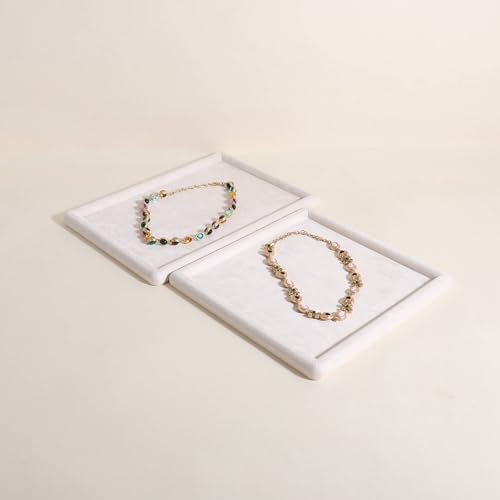 Square velvet Jewerly display tray, Jewelry storage organizer plate, Empty Jewelry showcase tray for Necklace Bracelet Ring Earring display stand holder (Cream-Large, 9.8 x 9.8 in) Cream Large