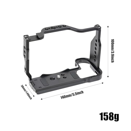 Hersmay Aluminum Z50 II Camera Cage Video Stabilizer for Nikon Z50 II Mirrorless Vlogging Camera Kit with Cold Shoe,Handle Locating Holes,Multiple 1/4" 3/8" Screw Holes