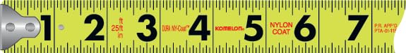 Komelon 425HV High-Visibility Professional Tape Measure, 25-Feet by 1-Inch, Chrome 7.6 m