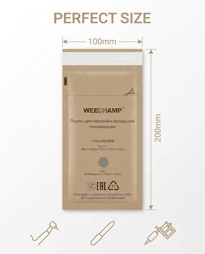 Disposable Kraft Sterilization Bags for Autoclave, Dry Sterilizer, Manicure and Pedicure Instruments, Suitable for Dentists and Beauticians (100 x 200 mm), Pack of 60