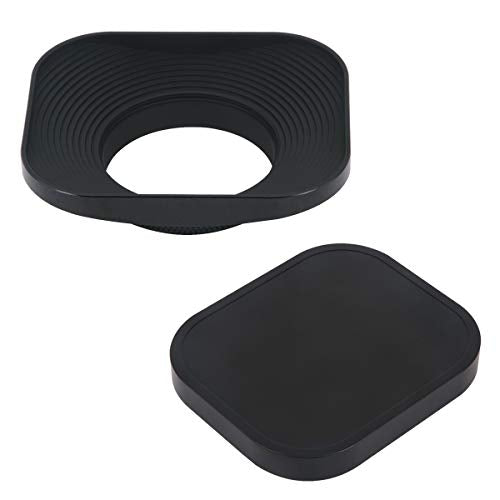 Haoge LH-B39T 39mm Square Metal Screw-in Lens Hood with Cap for Fujifilm Fujinon 60mm f/2.4 XF60mmF2.4 R Macro, Fuji 27mm f/2.8 XF27mmF2.8 Lens and Other Lens with 39mm Filter Thread Black
