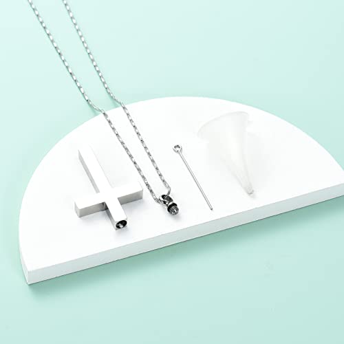 Yinplsmemory Cross Urn Necklace for Ashes for Women Men American Flag Cremation Jewelry Religious Cross Urn Keepsake Memorial Jewelry Silver b