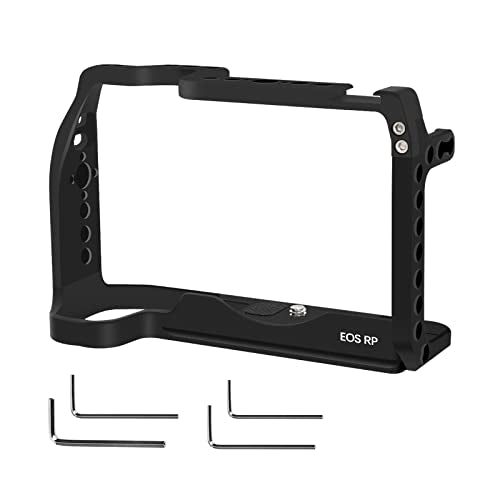 EOS RP Camera Cage, EOS RP Cage with Wooden Camera Top Handle with 3 Cold Shoes to Mount DSLR Camera