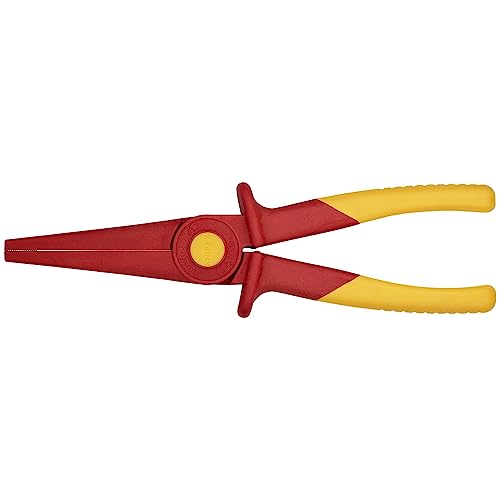KNIPEX 98 62 02 1000V insulated flat nose plastic pliers, red and yellow needle-nose design