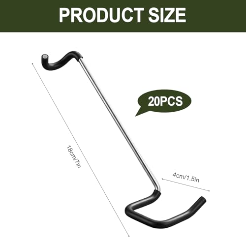 Pack of 20 Fruit Tree Branch Separators, Branch Spreader, Branch Puller, Plastic Coated Iron Wire, Gentle Bending Tool for Fruit Trees, Open Branches without Damage, Garden Accessories (Black, 18T) Black, 18t, 7"