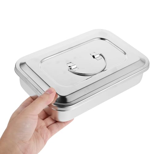 Portable Stainless Steel Sterilisation Box with Lid Rectangular Medical Instrument Tray Autoclavable for Clinic and Laboratory 24 x 16 cm 30 x 20 cm Pack of 2