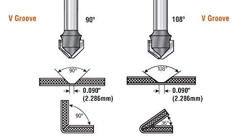 Amana Tool - 45795 Carbide Tipped Double Edge Folding V-Groove 108 Deg x 0.090" Tip Wi 45795 - 3/8 CH x 1/2 D x 1/4 Inch SHK