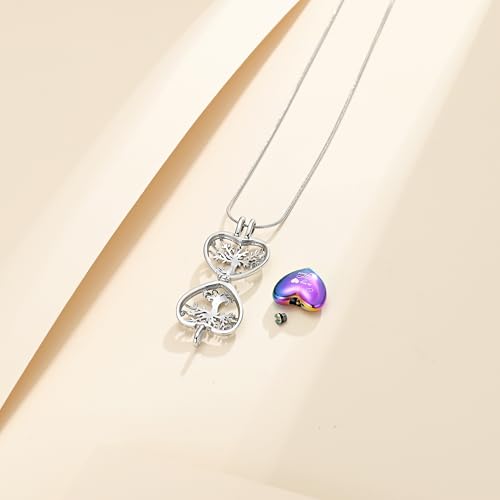 Cremation Jewelry Tree of Life Heart Urn Necklace for Human Ashes for Women Men Always in My Heart Memorial Ashes Keepsake Pendant Rainbow
